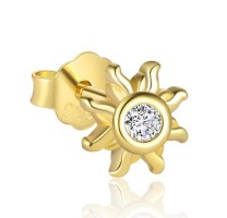 Серебряный пирсинг солнце с фианитом Miestilo