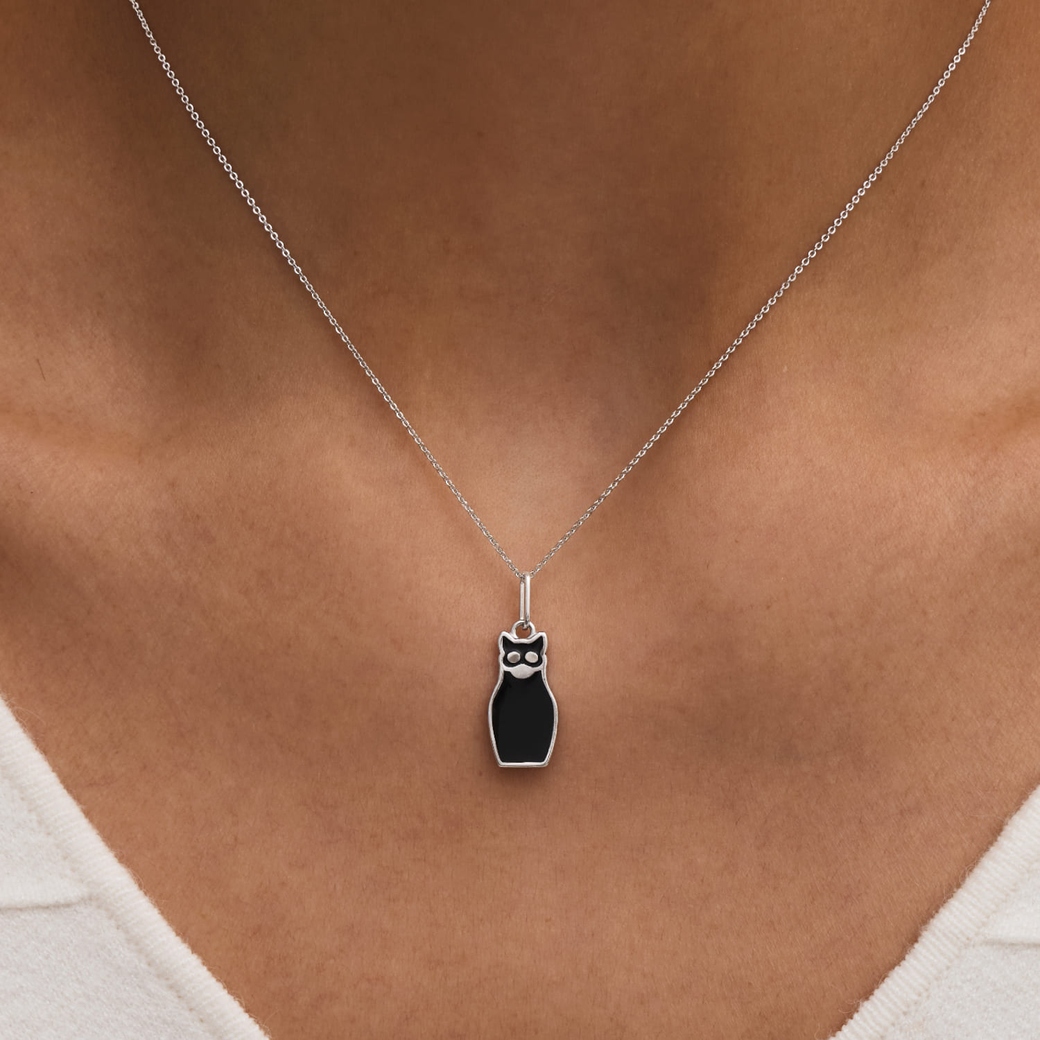 Серебряная подвеска в виде матрешки-кошки РУССКИЙ КОД