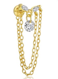 Пирсинг из серебра с цепями Miestilo
