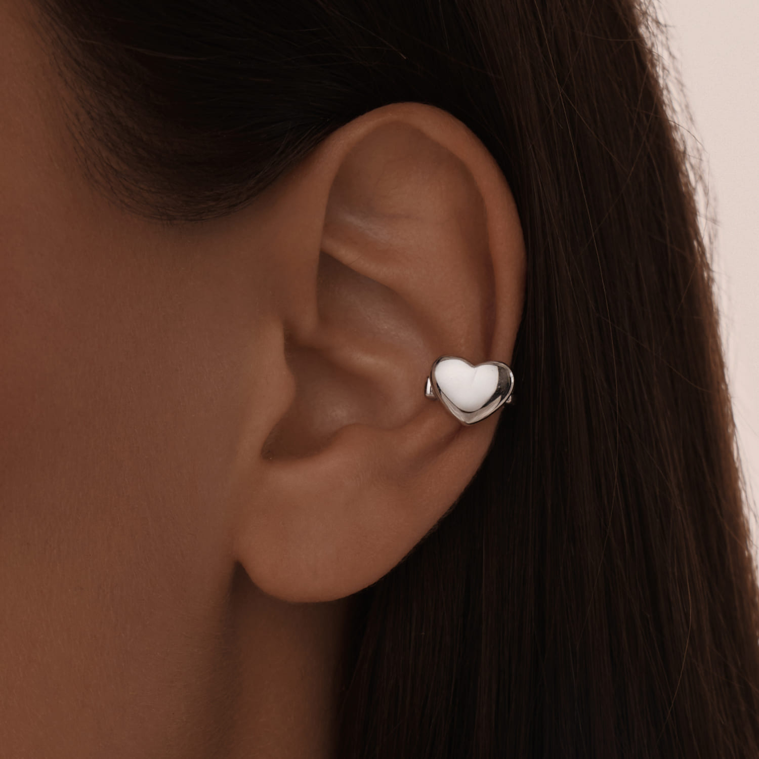 Серебряный кафф сердце двусторонний Серебряный кафф сердце двусторонний