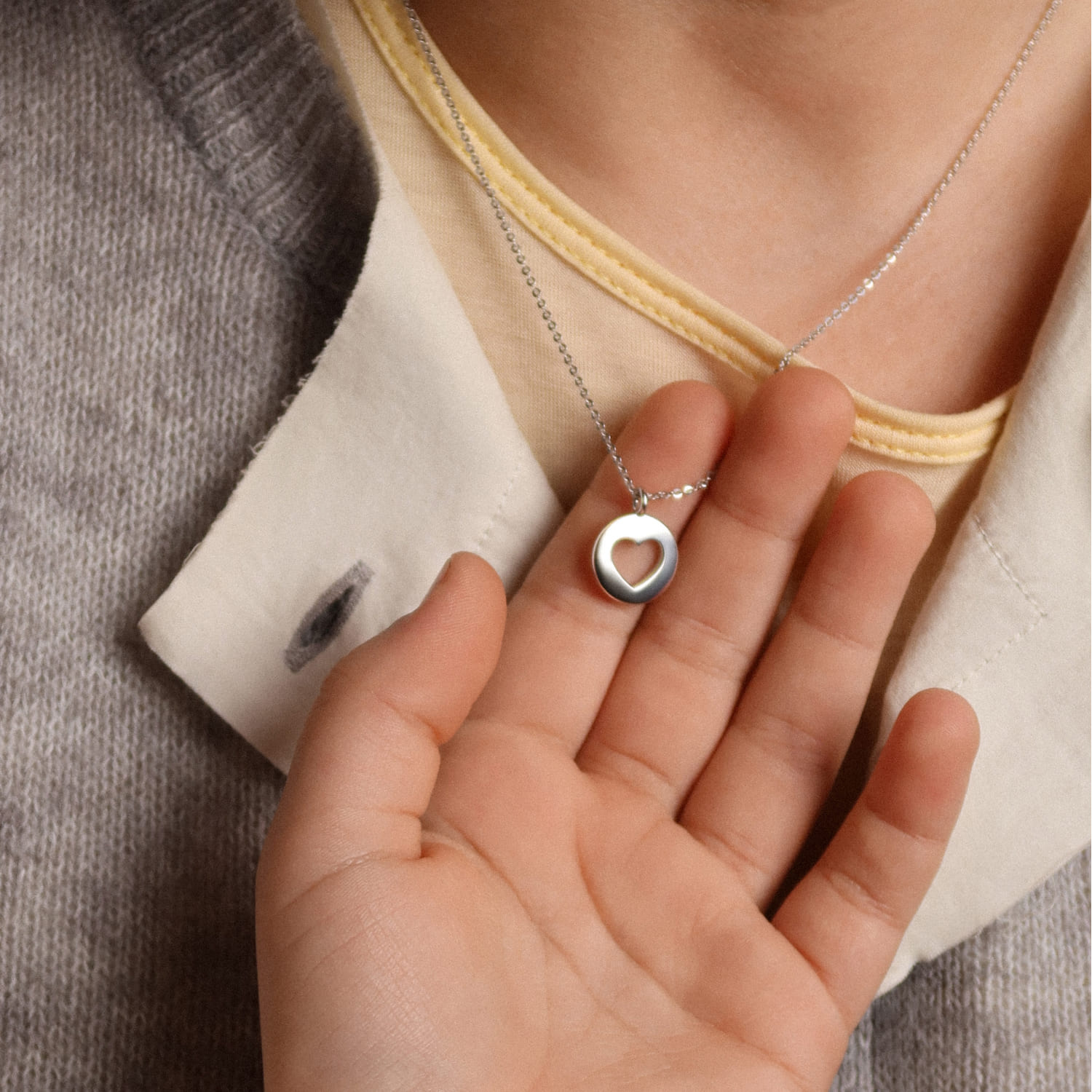 Серебряное парное колье с сердцами для мамы и ребенка