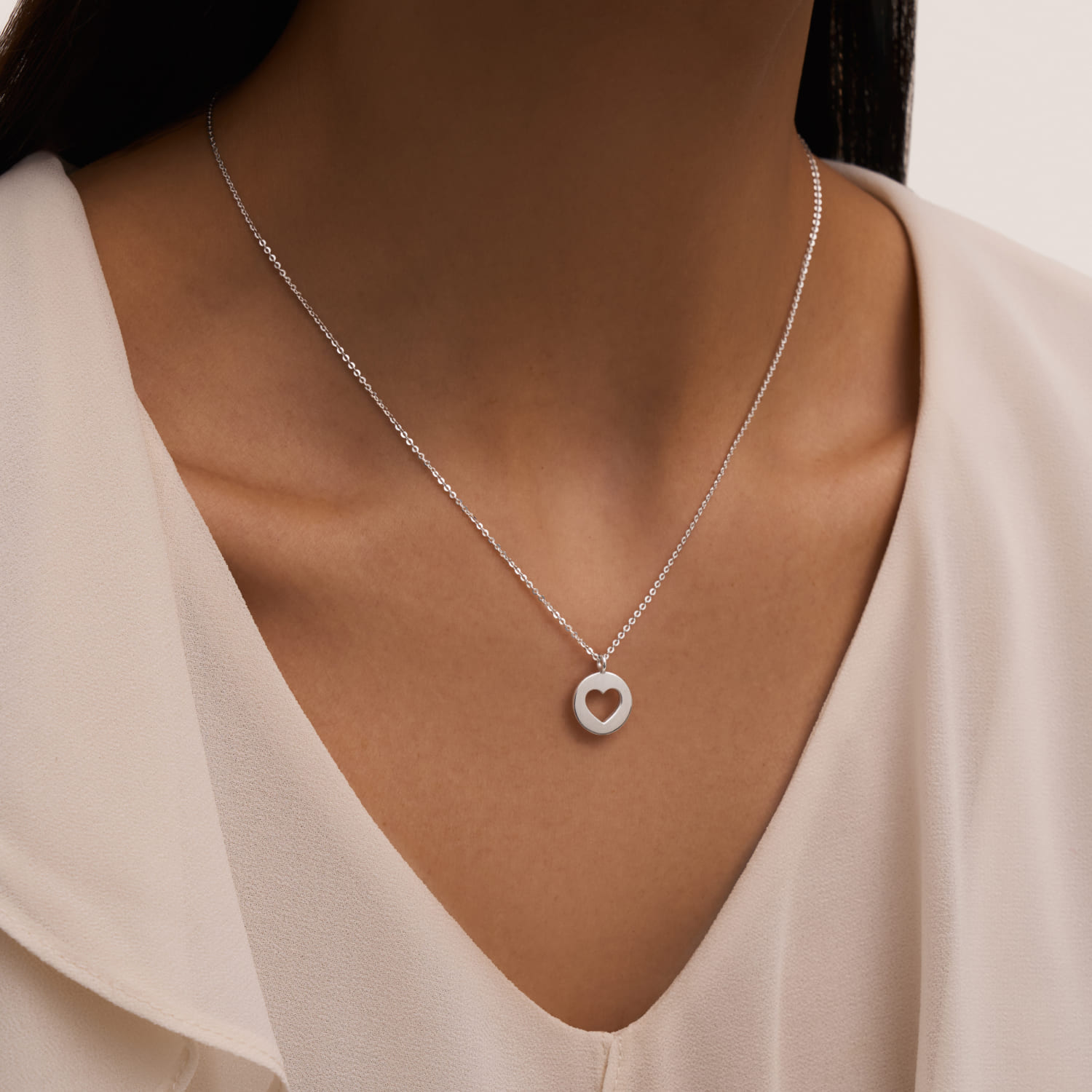 Серебряное парное колье с сердцами для мамы и ребенка