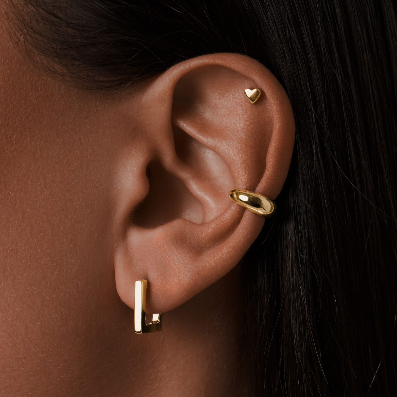 Серебряный пирсинг сердце в позолоте