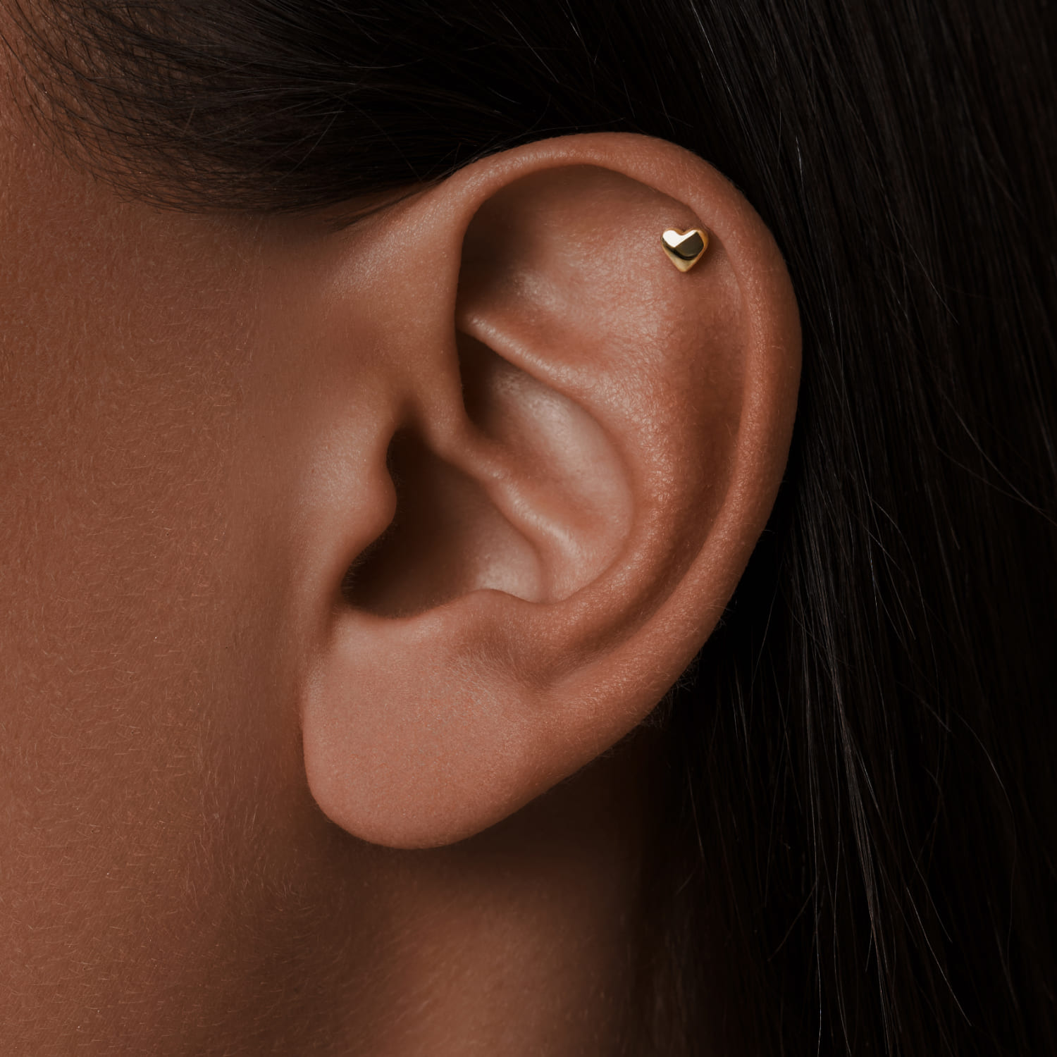 Серебряный пирсинг сердце в позолоте