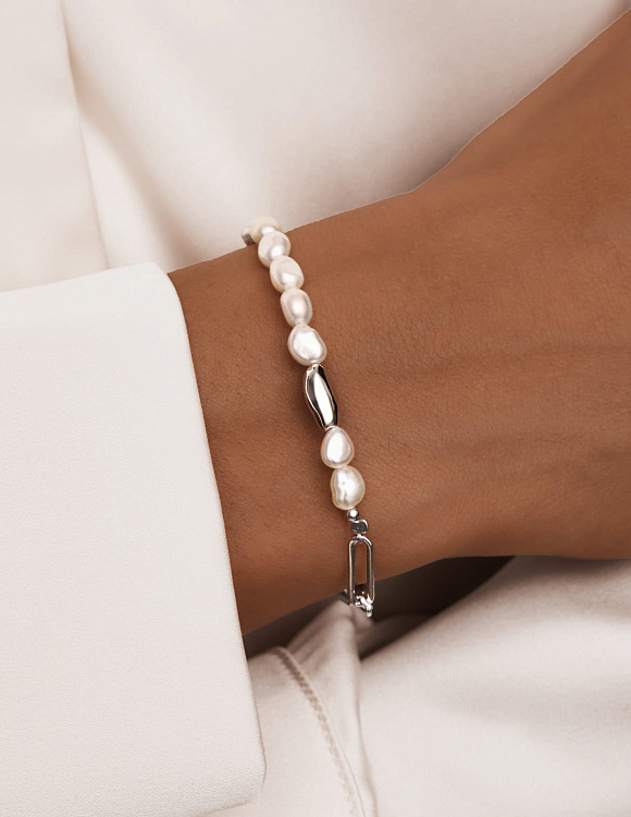 Серебряный браслет из натурального жемчуга MIESTILO Miestilo