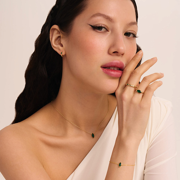 Серебряное колье с фианитом в огранке маркиз Miestilo
