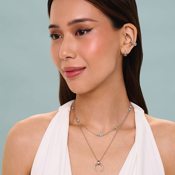 Серебряное колье с искуственной бирюзой Miestilo