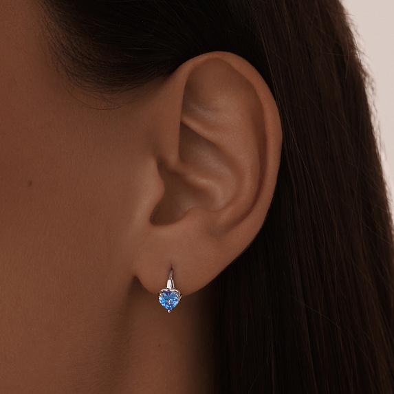 Серебряные серьги кольца с фианиом в огранке круг Miestilo