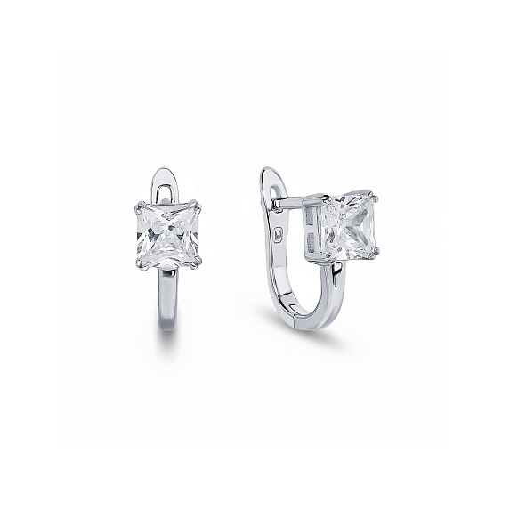 Серебряные серьги с фианитом и английским замком Miestilo