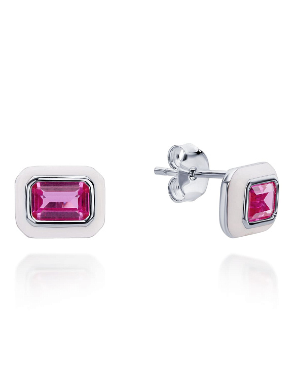 Серебряные серьги с эмалью и корундом  Miestilo  2