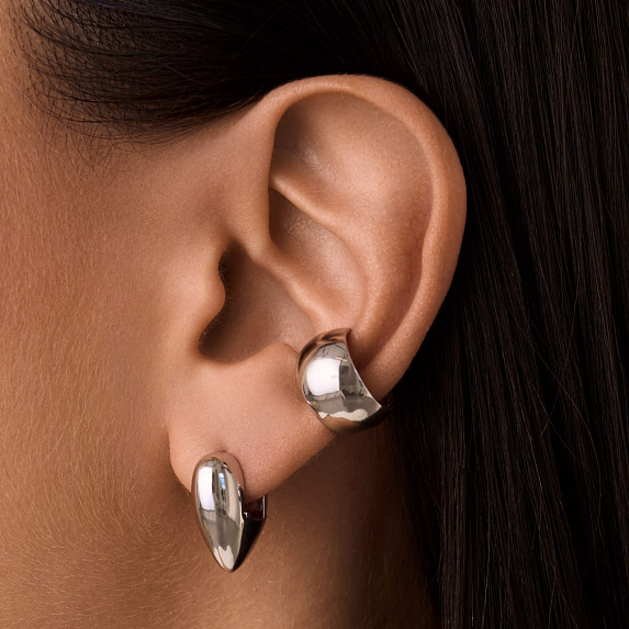 Серьги конго серебро 925 серебряные сердечки дутые Miestilo
