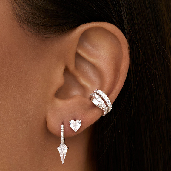 Серебряные серьги кольца с фианитом Miestilo