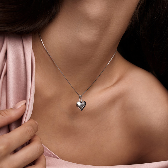 Подвеска сердце серебро 925 с цепочкой на шею Miestilo