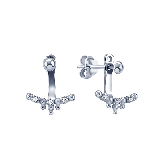 Серьги серебро 925 гвоздики с камнями трансформеры Miestilo