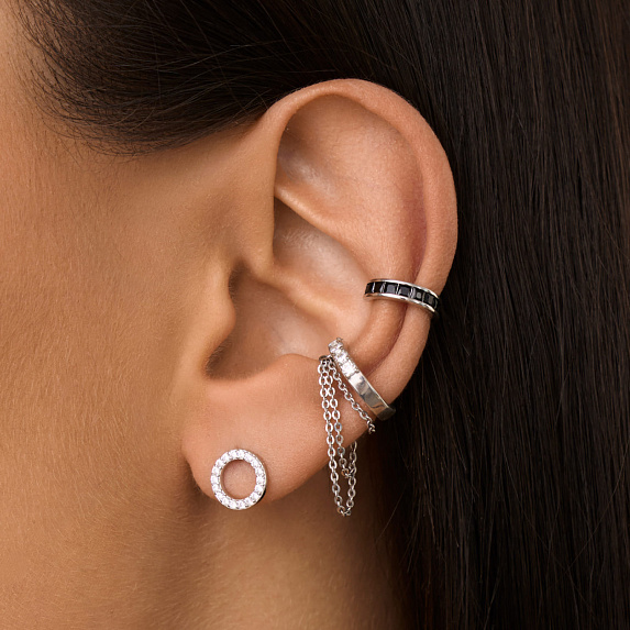 Серьги гвоздики серебро 925 женские круглые с фианитами Miestilo