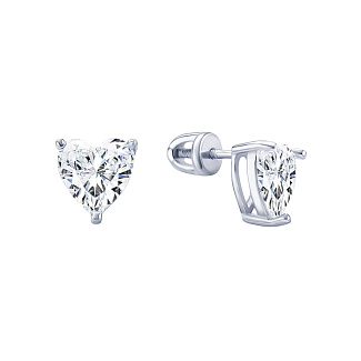 Серьги серебро 925 серебряные гвоздики сердечки Miestilo
