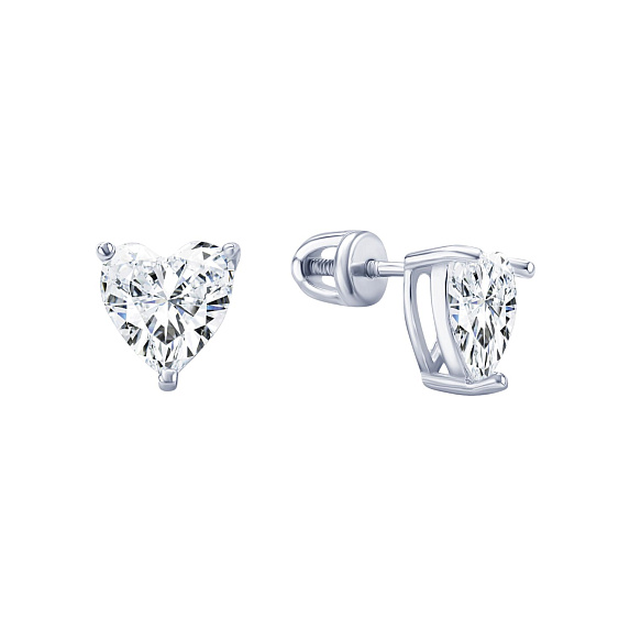 Серьги серебро 925 серебряные гвоздики сердечки Miestilo