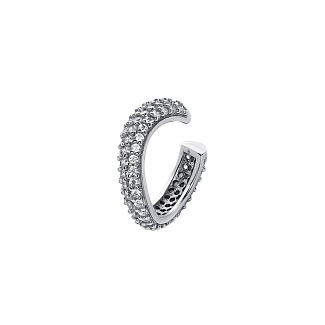 Серебряный кафф волна с фианитами Miestilo