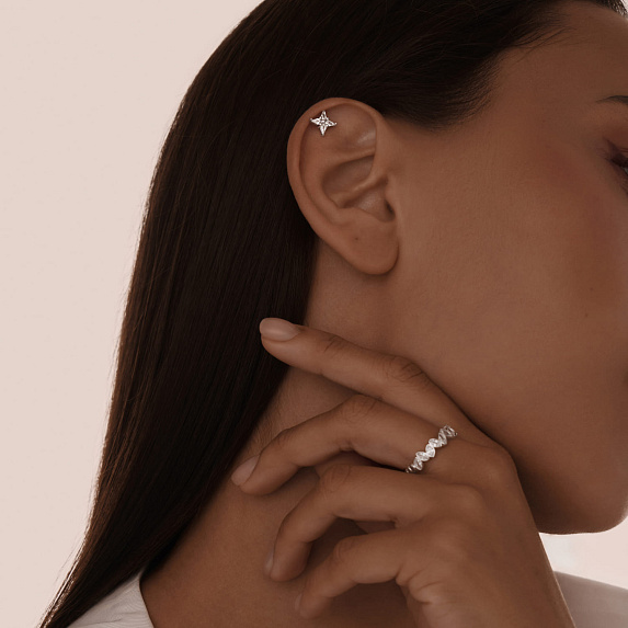 Серебряный пирсинг с фианитами Miestilo