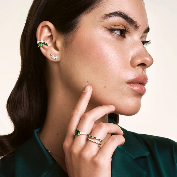 Серьги серебро 925 серебряные гвоздики женские листья Miestilo