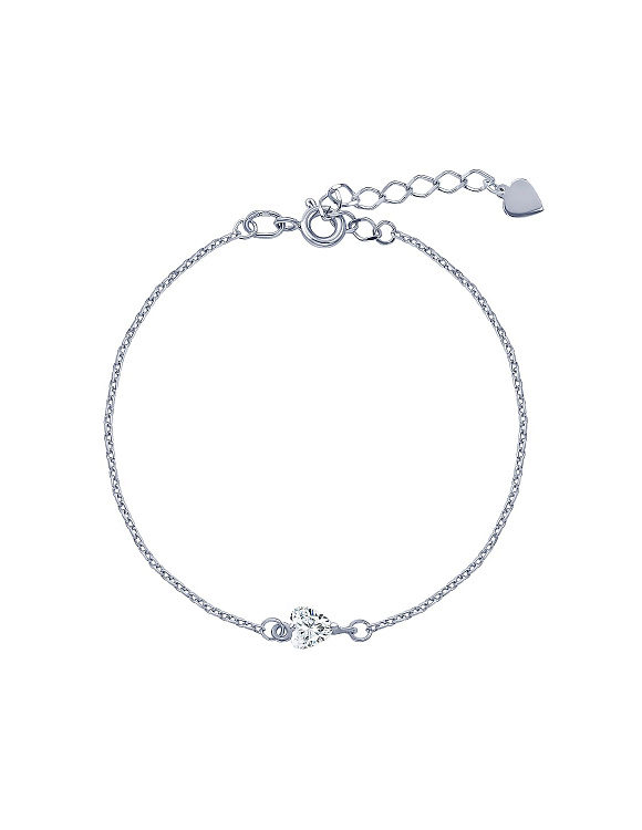 Браслет серебро 925 серебряный сердце белый на руку Miestilo  2