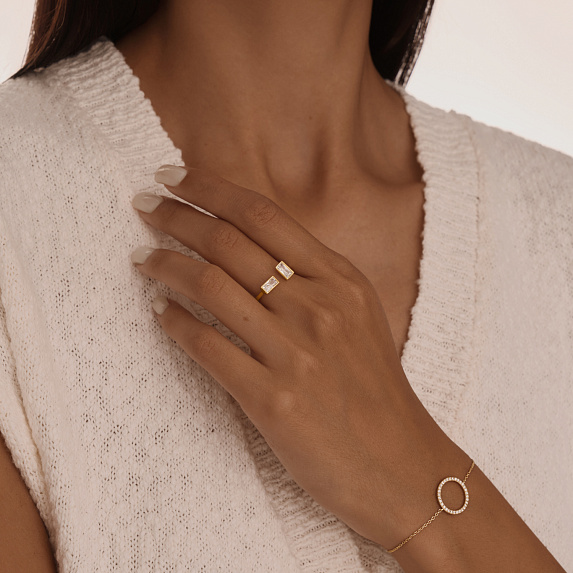 Серебряное кольцо с фианитами в огранке багет Miestilo