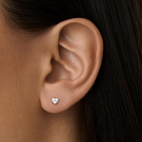 Серьги серебро 925 серебряные гвоздики сердечки Miestilo