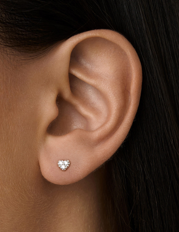 Серьги серебро 925 серебряные гвоздики сердечки Miestilo