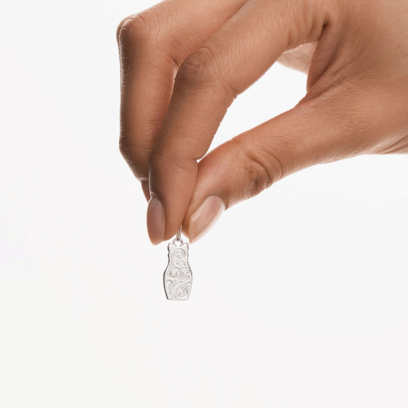 Серебряная подвеска в виде матрешки-кошки РУССКИЙ КОД Miestilo