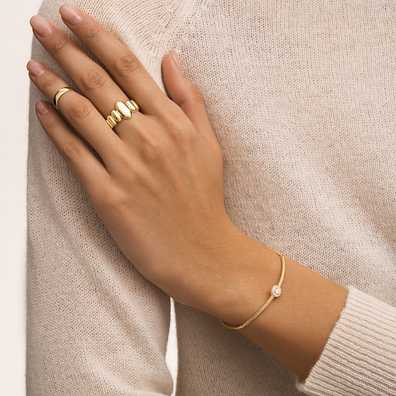 Браслет на руку серебро 925 круглый ювелирный жесткий в позолоте Miestilo