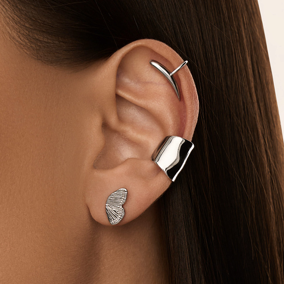 Серебряные серьги гвоздики, крылья бабочки Miestilo