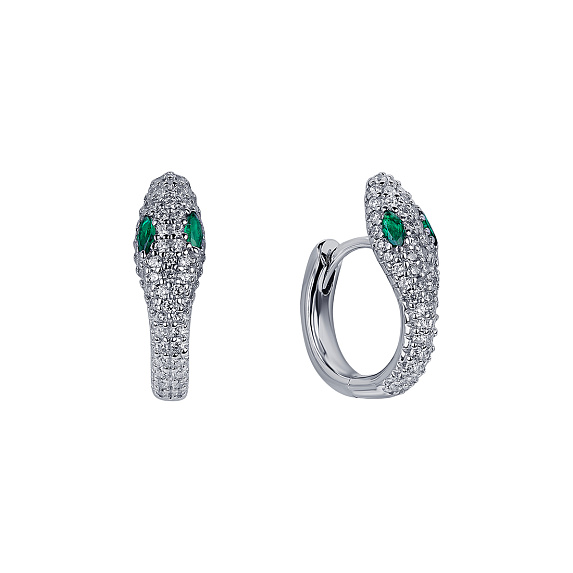 Серебряные серьги с фианитами змея Miestilo