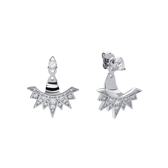 Серебряные серьги трансформеры с фианитами Miestilo