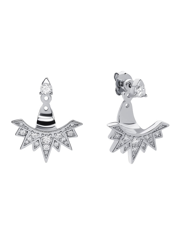 Серебряные серьги трансформеры с фианитами Miestilo  2