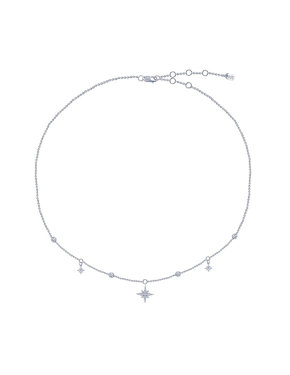 Серебряное колье со звёздами и фианитами Isida Miestilo  2