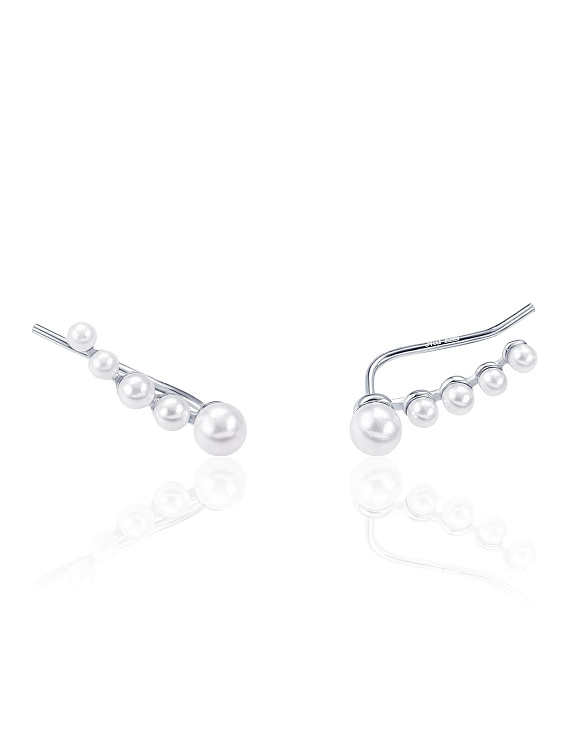 Серебряные серьги-клаймберы с жемчугом MIESTILO  Miestilo  2