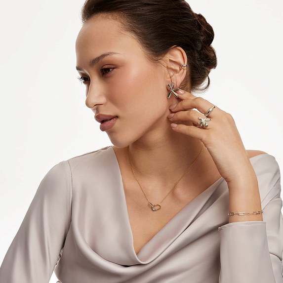 Серебряное кольцо биколор цветок Miestilo