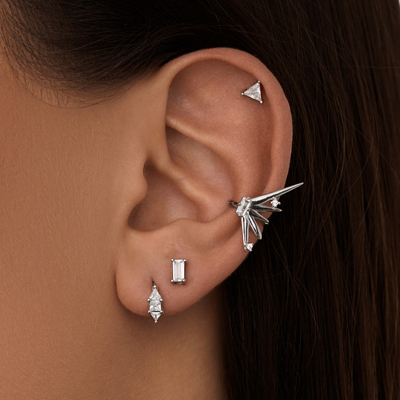 Серебряные серьги-кольца с фианитами Miestilo