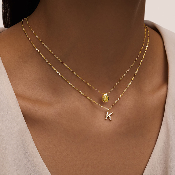 Подвеска серебро 925 на шею с буквой К в позолоте Miestilo