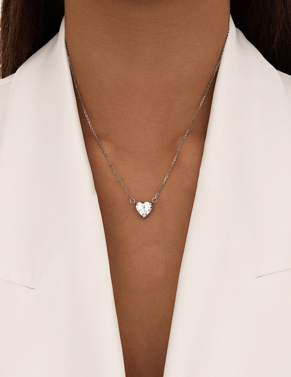 Серебряная подвеска с фианитом в огранке сердце MIESTILO Miestilo