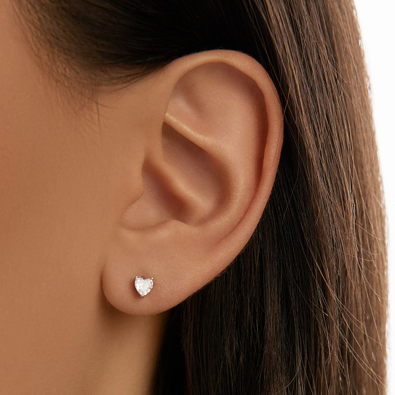 Серьги серебро 925 серебряные гвоздики сердечки Miestilo