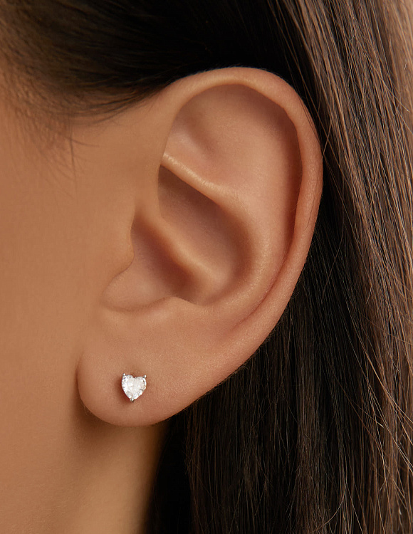 Серьги серебро 925 серебряные гвоздики сердечки Miestilo