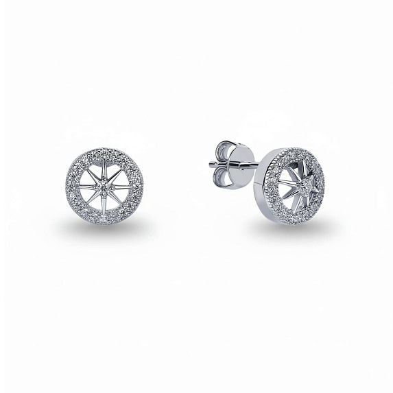 Серебряные серьги гвоздики с фианитами Miestilo