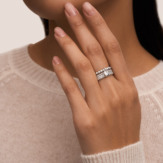 Серебряное кольцо с подвеской сердцем с фианитом Miestilo