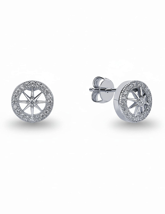 Серебряные серьги гвоздики с фианитами Miestilo  2