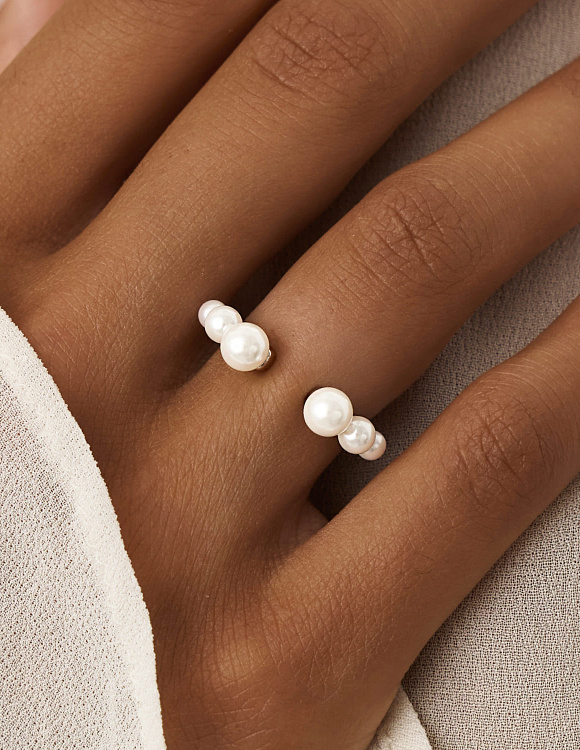 Кольцо серебро 925 ювелирное регулируемое с жемчугом Miestilo