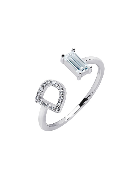 Кольцо серебро 925 ювелирное регулируемое с буквой D Miestilo  2