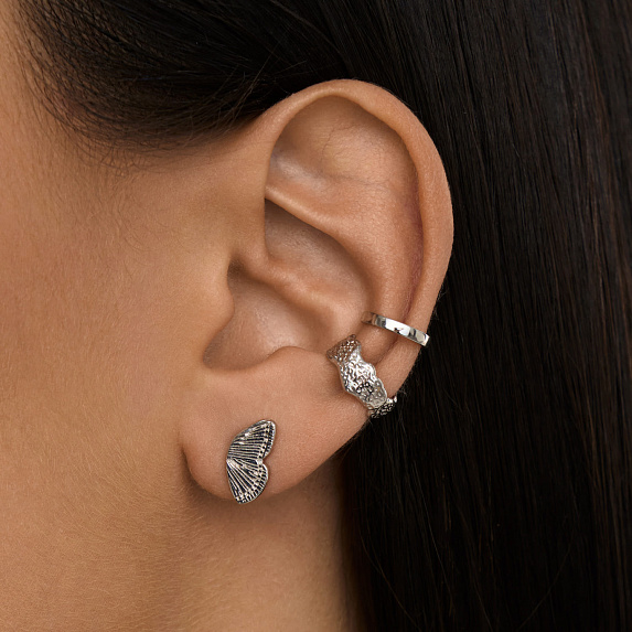 Серебряные серьги гвоздики, крылья бабочки Miestilo