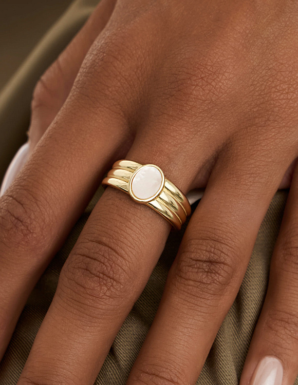 Кольцо серебро 925 позолоченное ювелирное Miestilo