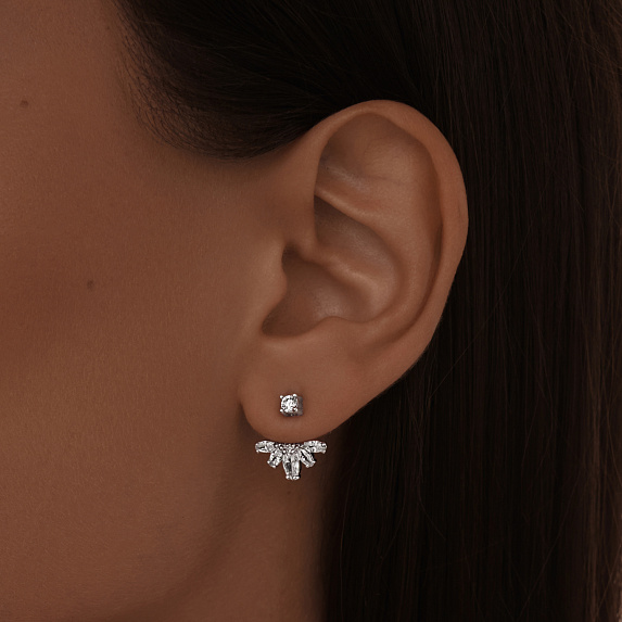 Серебряные серьги трансформеры с фианитами Miestilo